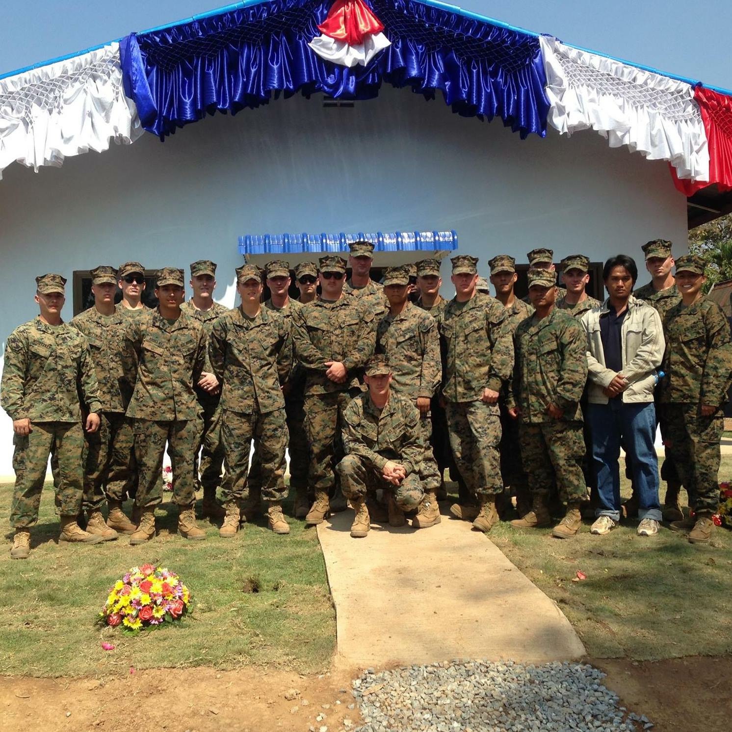 Capt Wisotzkey with his Marines at Exercise Cobra Gold in 2014